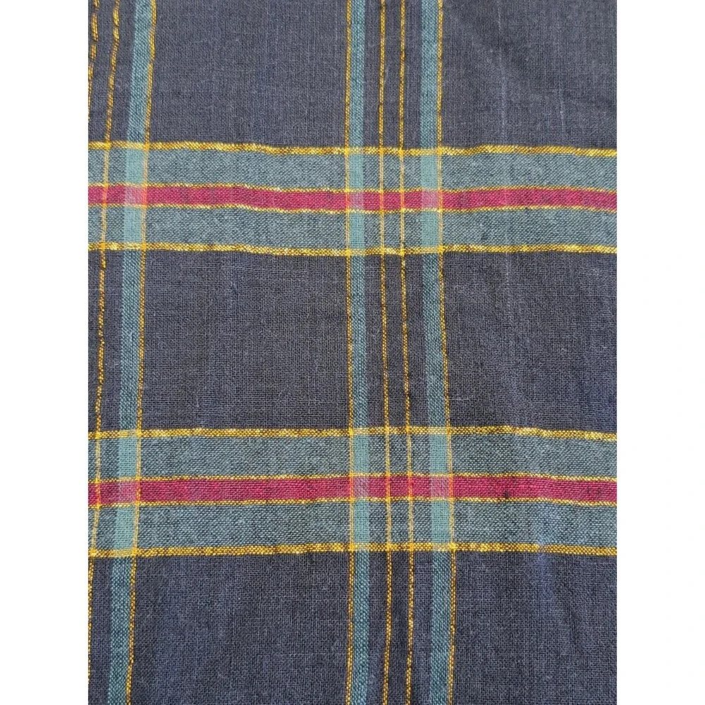 Vintage Christmas Plaid Tartan Cotton Fabric Red Green Gold on Black 5.4 Yds